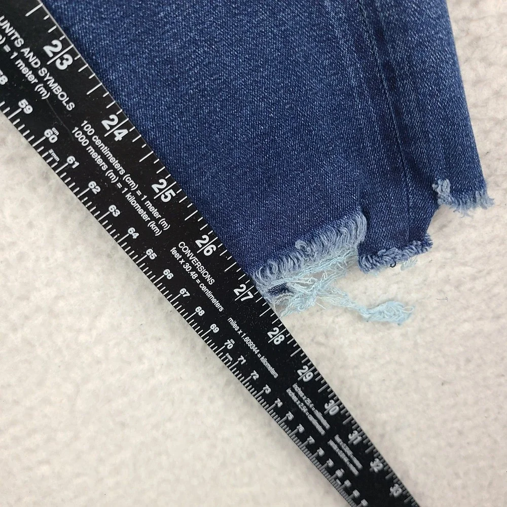EXPRESS Jeans Womens 12 Blue Ankle Legging Mid Rise Stretch + Dark Wash Fray